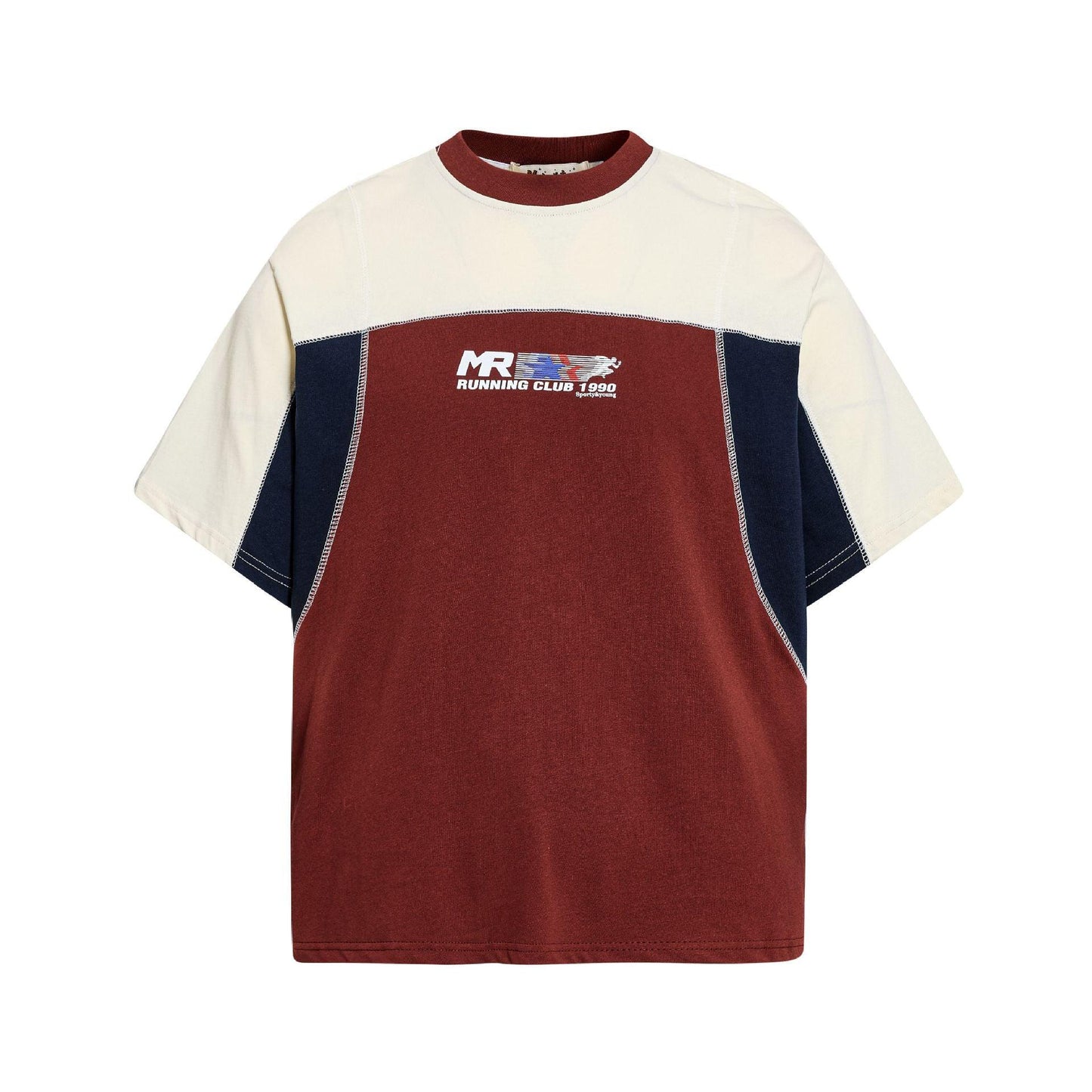 Splicing contrasting short sleeve t-shirt for men | MuddyStock Originals Red