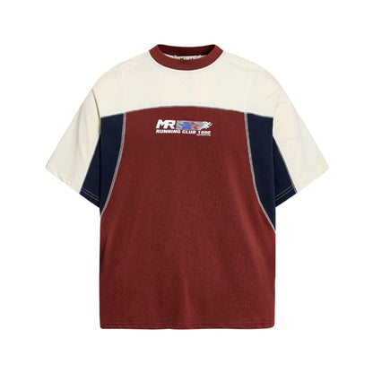 Splicing contrasting short sleeve t-shirt for men | MuddyStock Originals Red