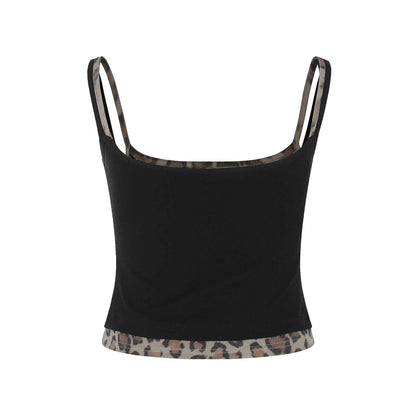Leopard Print Faux Two-Piece Halter Top for Women | MuddyStock Originals