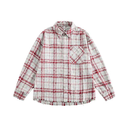 Make old loose plaid long sleeved shirt for women | MuddyStock Originals