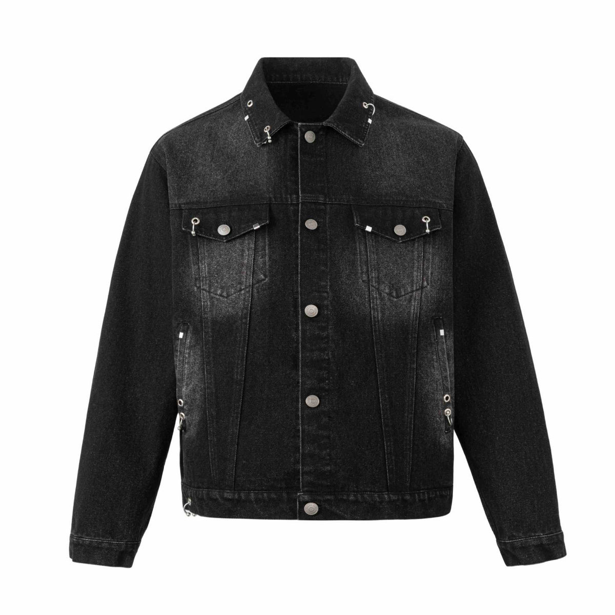 Men's Denim Jacket with Rivet and Metal Perforation Design | MuddyStock Originals