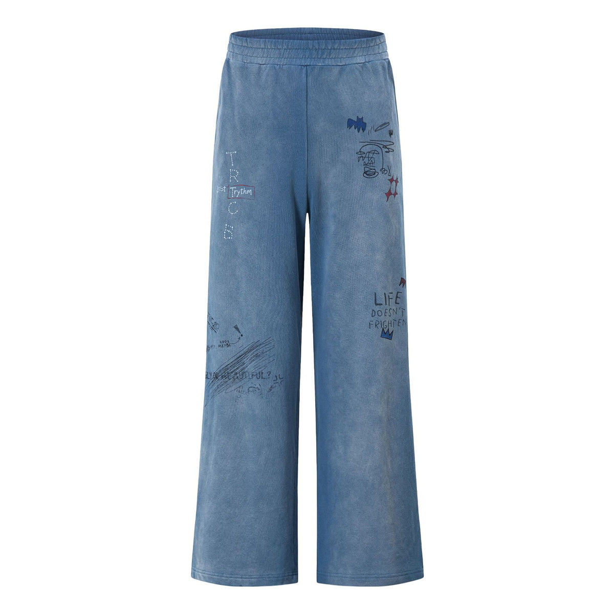 Wide Leg Elastic Drawstring Sweatpants For Men And Women Grey Blue