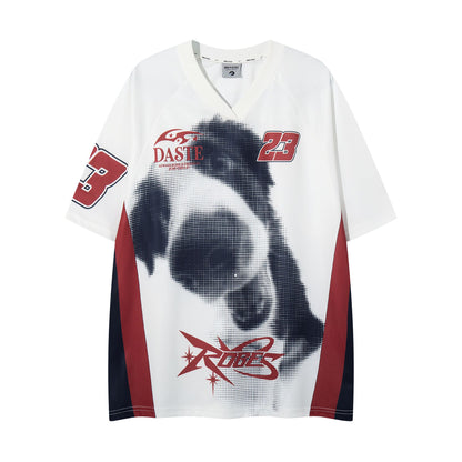 Pixel dog print short sleeved shirt