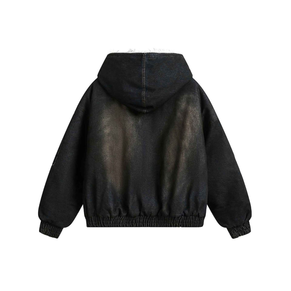Distressed Washed Fur Collar Fleece Lined Workwear Hoodie For Men | MuddyStock Originals