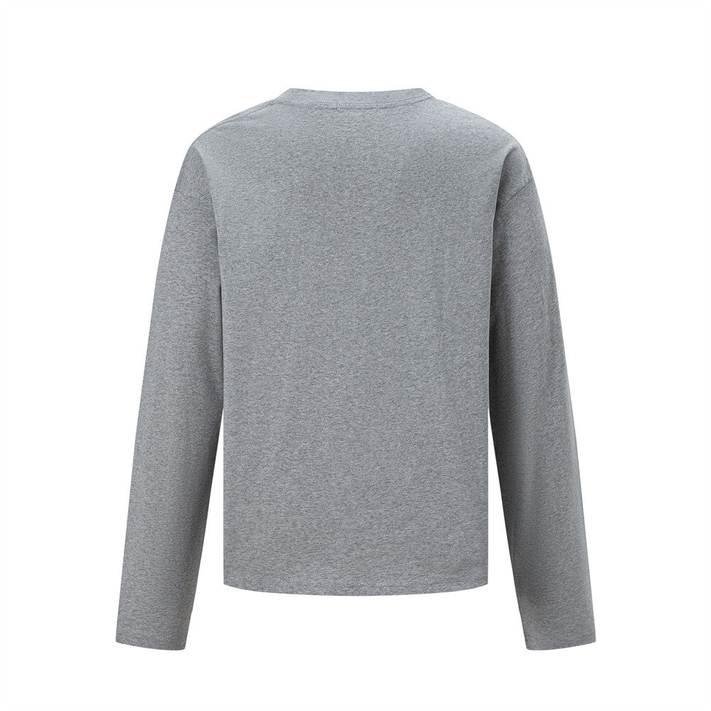 Handwritten Letter Print Long Sleeve Round Neck Men's Casual T-Shirt