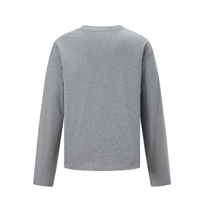 Handwritten Letter Print Long Sleeve Round Neck Men's Casual T-Shirt