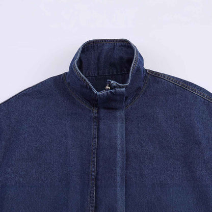 Casual stand collar long sleeved denim jacket for women | MuddyStock Originals MuddyStock