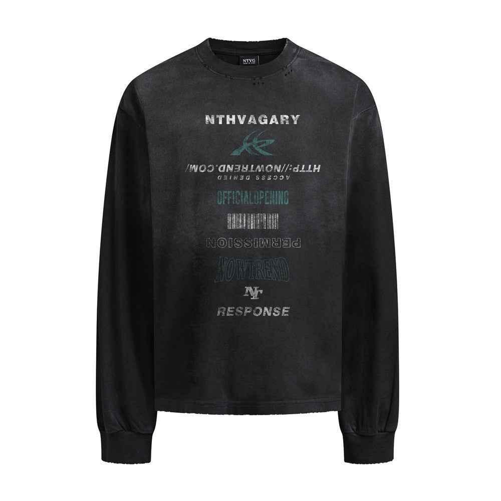 Letter printed long sleeved T-shirt For Men | MuddyStock Originals Black