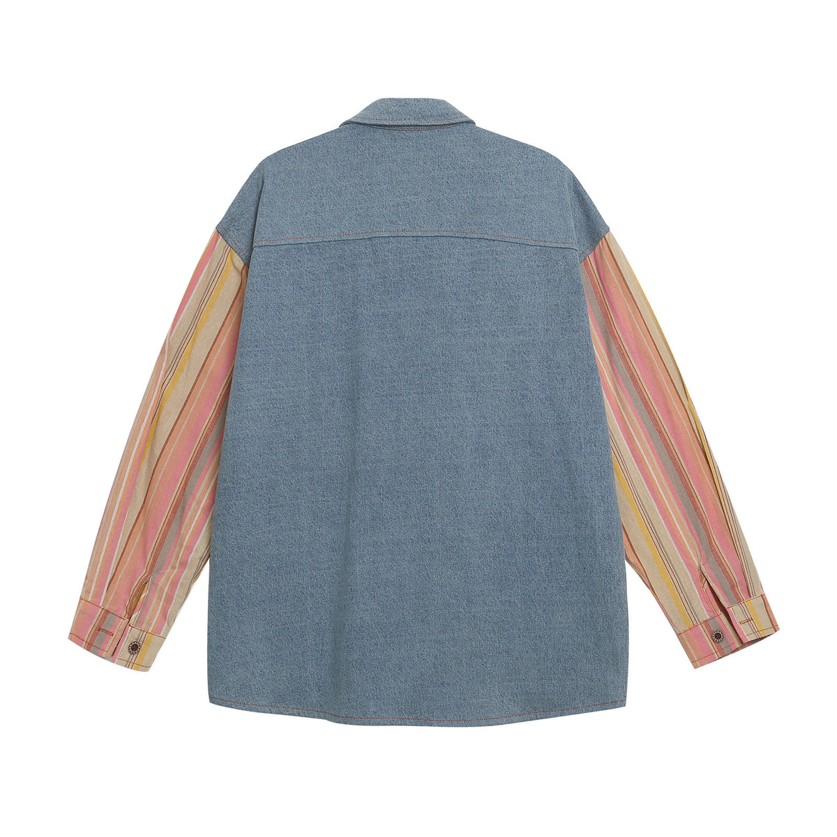 Cartoon Embroidery Long Sleeve Shirt Unisex Splicing Loose Casual Versatile Couple Blouse Jacket