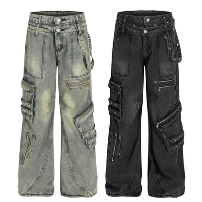 Retro design heavy-duty multi pocket denim work pants for women | MuddyStock Originals