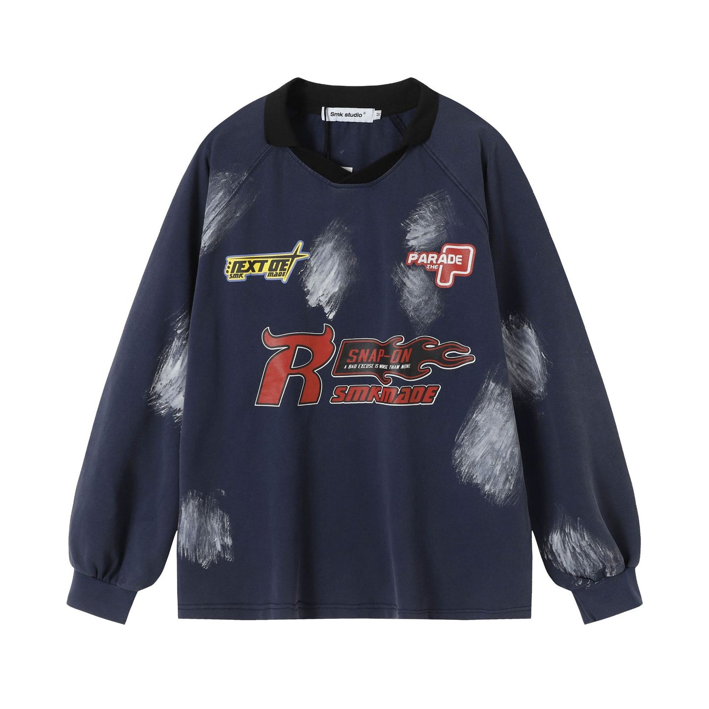 Brush Graffiti Sports Long Sleeve T-shirt For Men | MuddyStock Originals Navy Blue eprolo