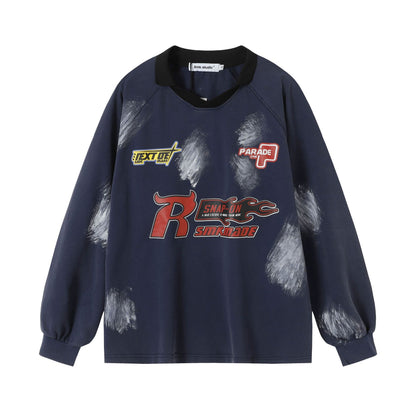 Brush Graffiti Sports Long Sleeve T-shirt For Men | MuddyStock Originals Navy Blue eprolo