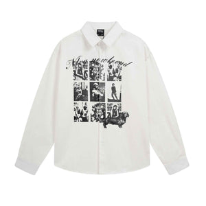 Abstract printed loose fitting men's and women's shirt | MuddyStock Originals White