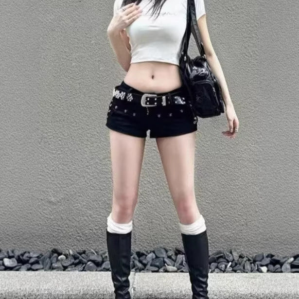 Y2K Style High-Waisted Fitted Straight-Leg Shorts For Women | MuddyStock Originals