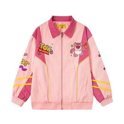 Retro Color-Blocked Lapel Jacket For Women | MuddyStock Originals Pink