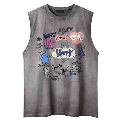 Printed Cotton Tank Sleeveless Loose T-Shirt for Men and Women | MuddyStock Originals MuddyStock