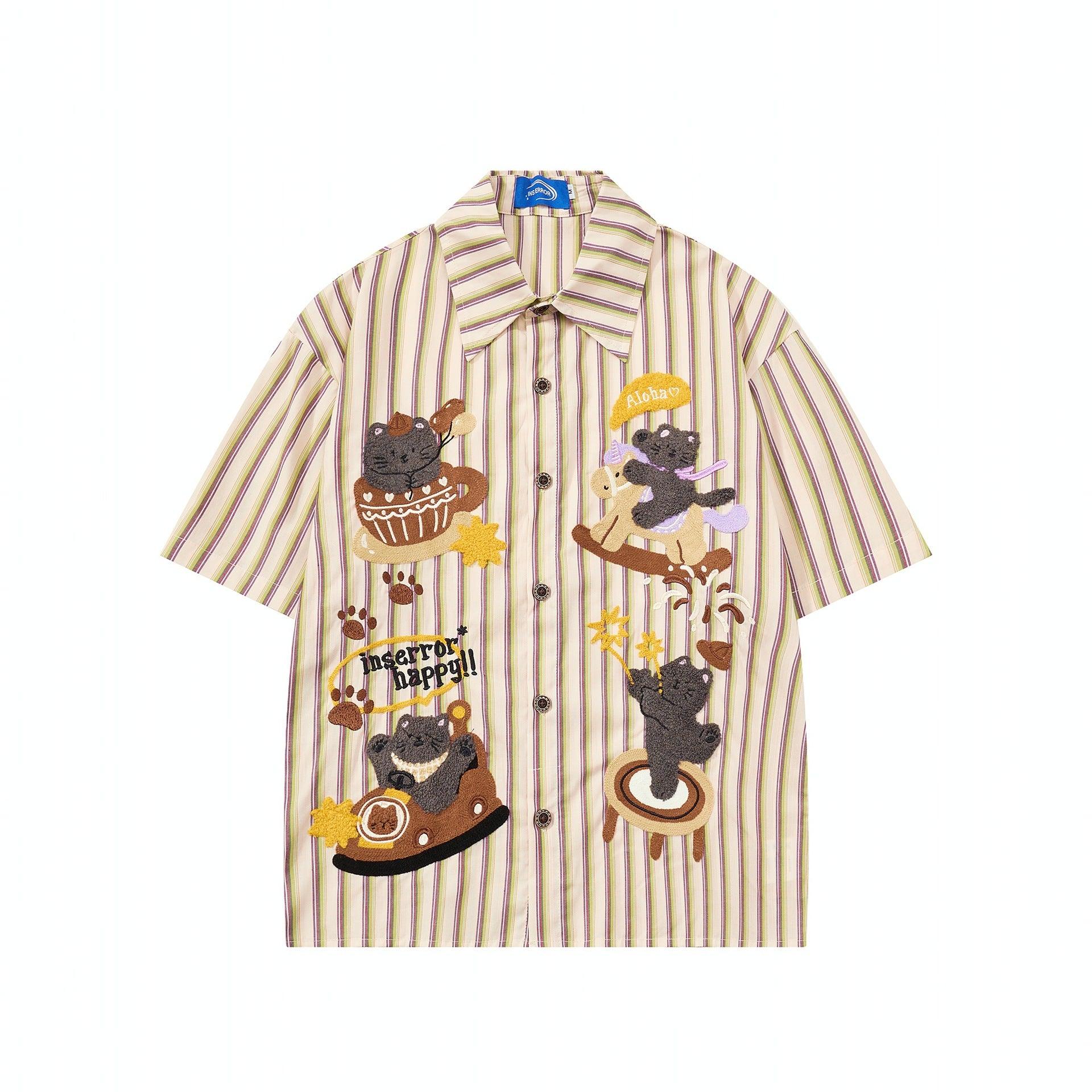 Vintage Aloha Bear Stripe Shirt For Men | MuddyStock Originals