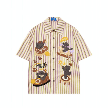 Vintage Aloha Bear Stripe Shirt For Men | MuddyStock Originals