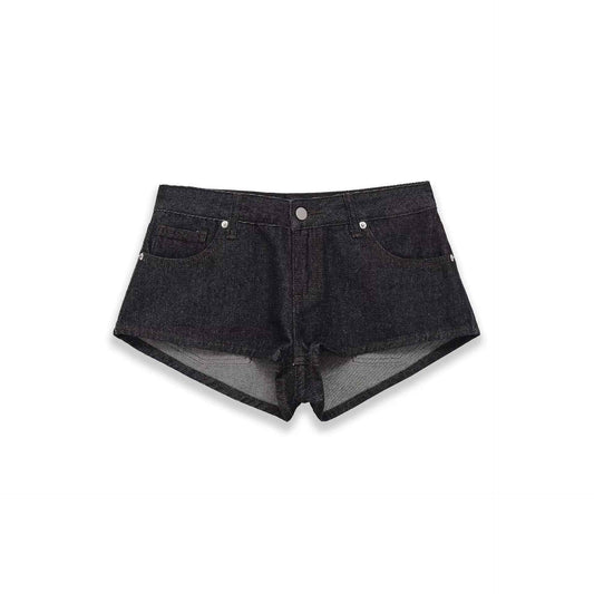 Retro style mini denim shorts for women | MuddyStock Originals Dark Gray