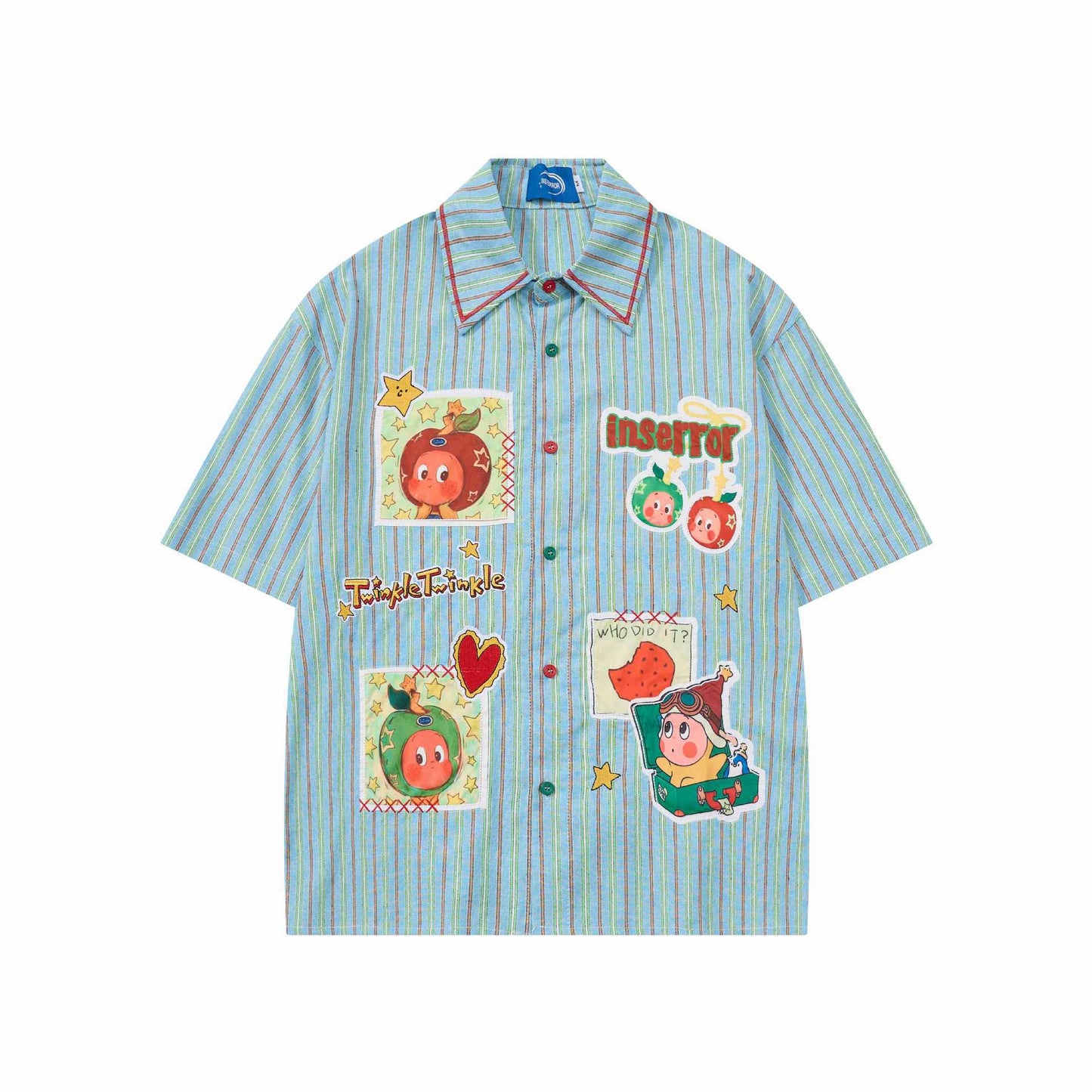 Apple Doll Cute Short Sleeve Shirt For Women | MuddyStock Originals Blue