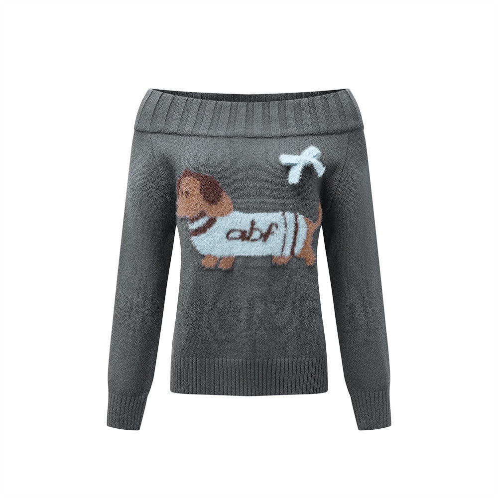 Off-Shoulder Women's Casual Sweater | MuddyStock Originals Gray eprolo