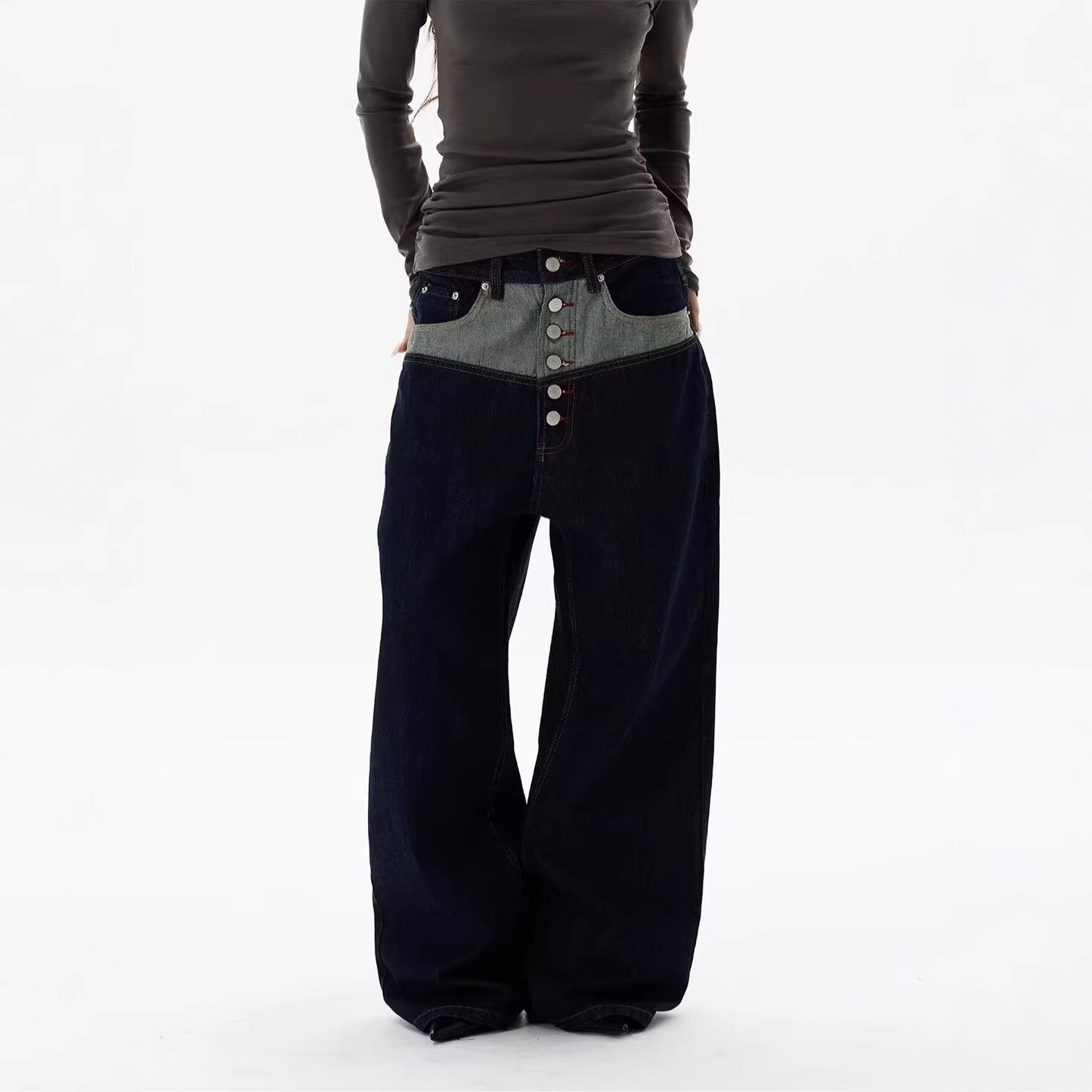 Wide Leg Curved Cut Jeans For Women | MuddyStock Originals