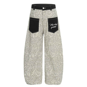 Color blocked leopard print washed curved knife jeans for women | MuddyStock Originals Leopard Print