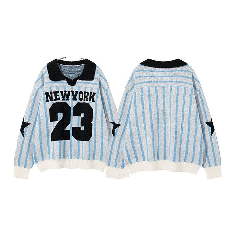 Retro Striped Number Jacquard Sweater For Men And Women | MuddyStock Originals MuddyStock