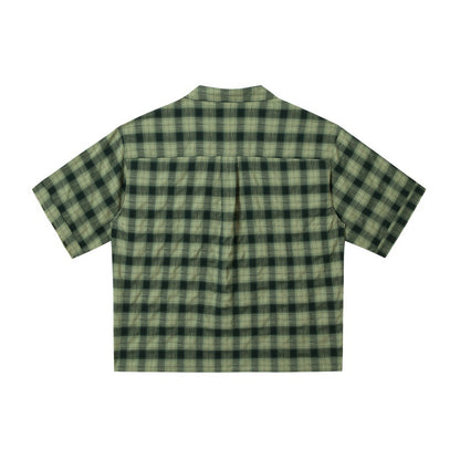 Graffiti sticker checkered men's and women's loose silhouette shirt