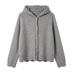 Hollow lace long sleeved hoodie for women | MuddyStock Originals Gray One Size