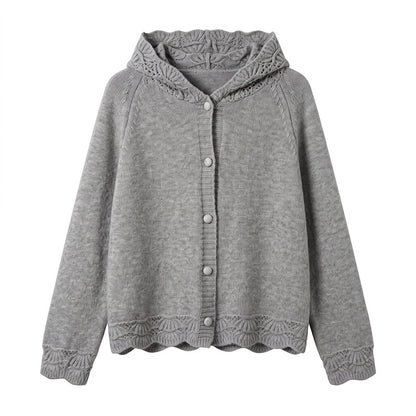 Hollow lace long sleeved hoodie for women | MuddyStock Originals Gray One Size