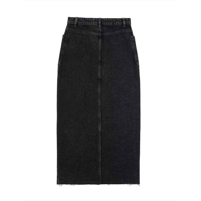 Women's High Waist Black Denim Skirt | MuddyStock Originals black