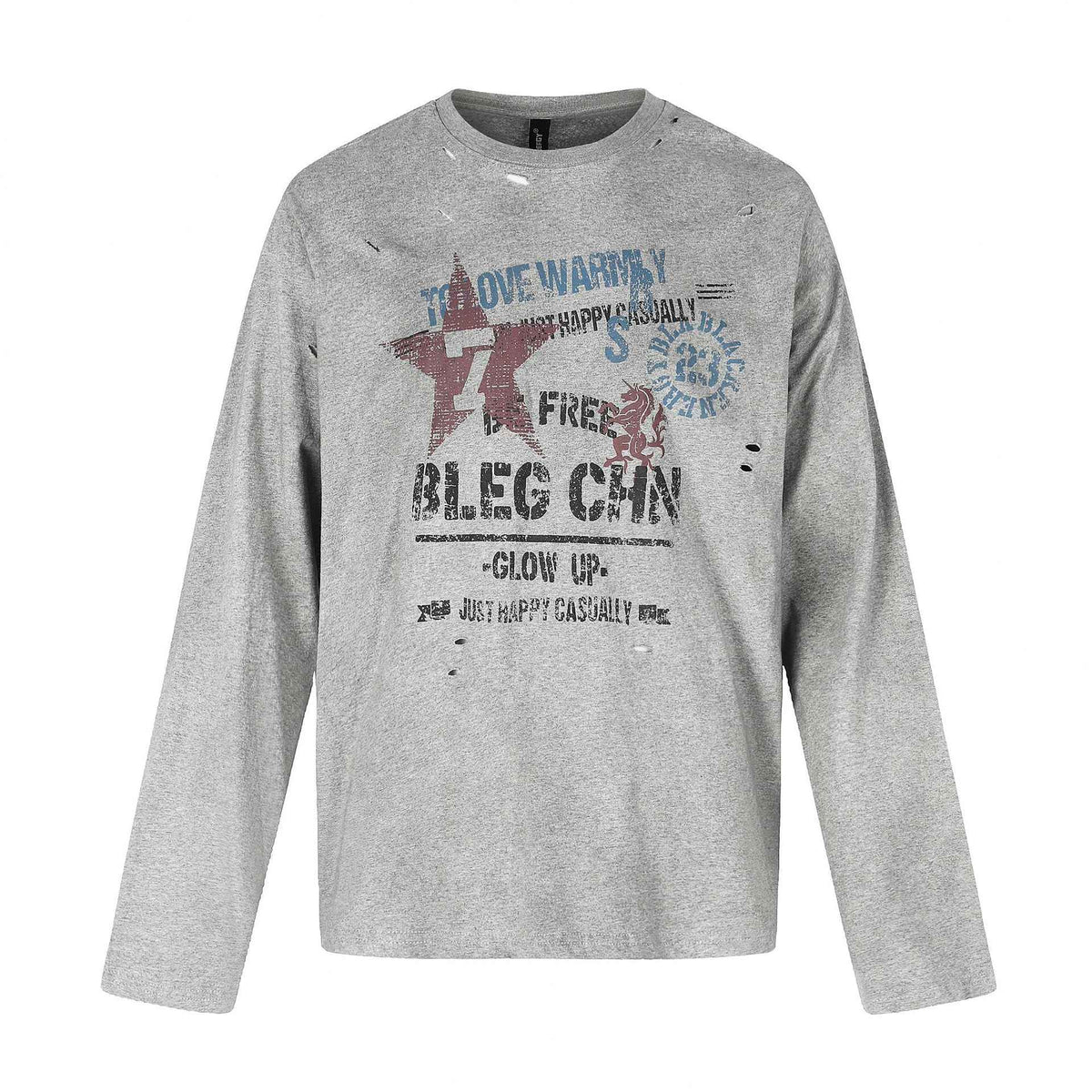 Long Sleeve t-shirt with Graffiti Print For Women | MuddyStock Originals Heather Grey