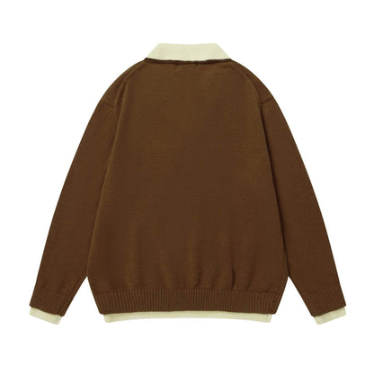 Retro Bear Print Turn-Down Collar Sweater For Men And Women | MuddyStock Originals MuddyStock