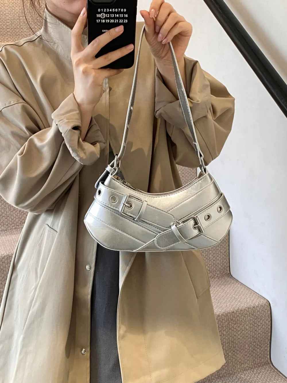 PU Leather Buckle Shoulder Bag | MuddyStock Originals