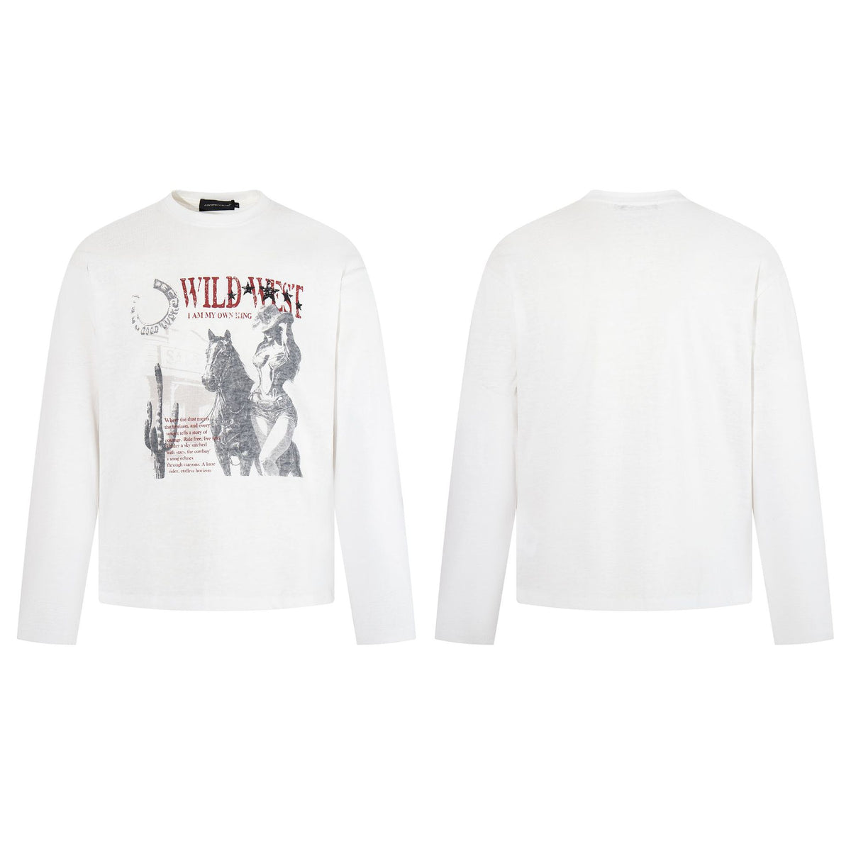 Western Cowboy Girl Printed Long Sleeve T-shirt For Men | MuddyStock Originals