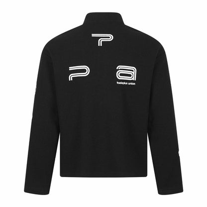Half-High Neck Zipper Casual Printed Waffle Knit Long Sleeve T-Shirt For Men | MuddyStock Originals
