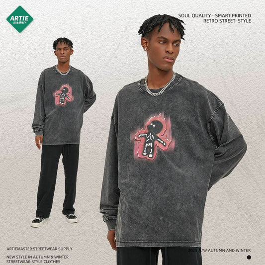 Long sleeved Washed Old T-shirt For Men And Women | MuddyStock Originals MuddyStock