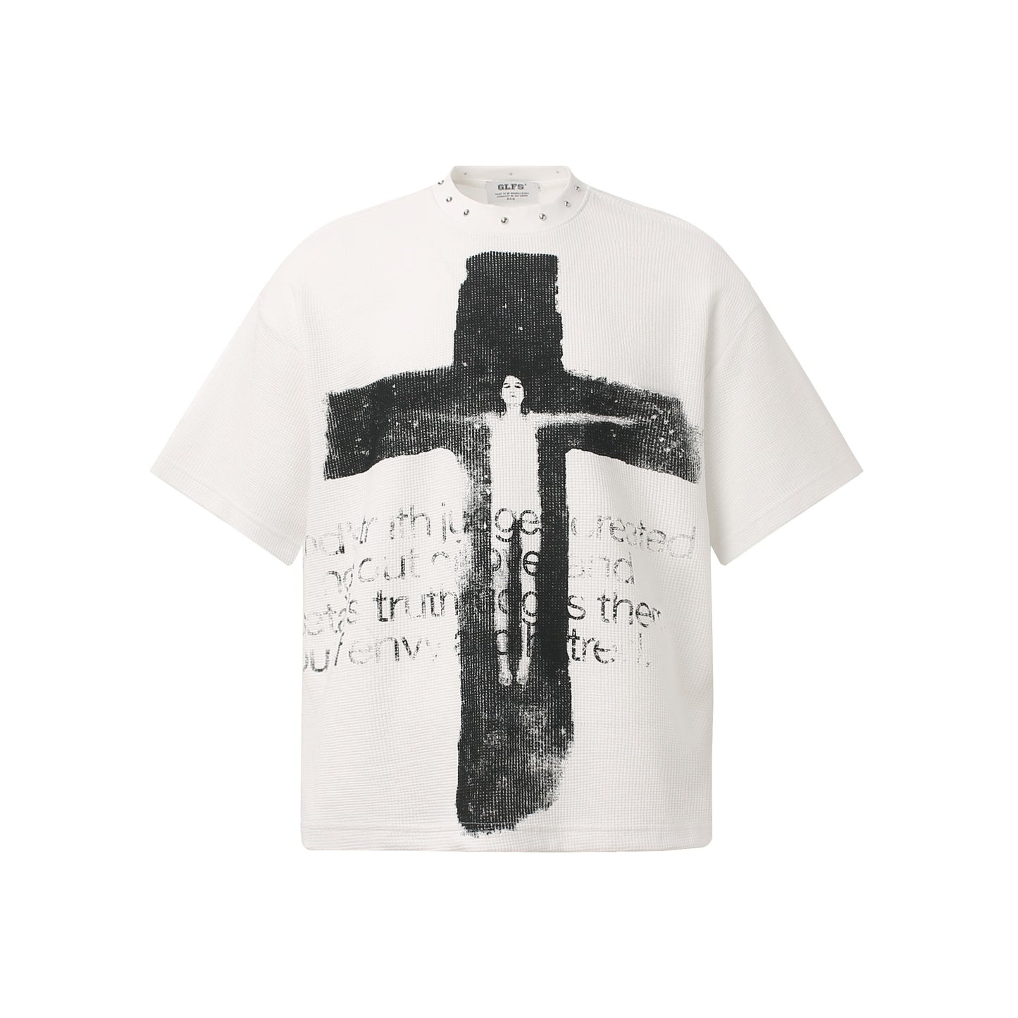 Wear and tear cross shaped short sleeves White
