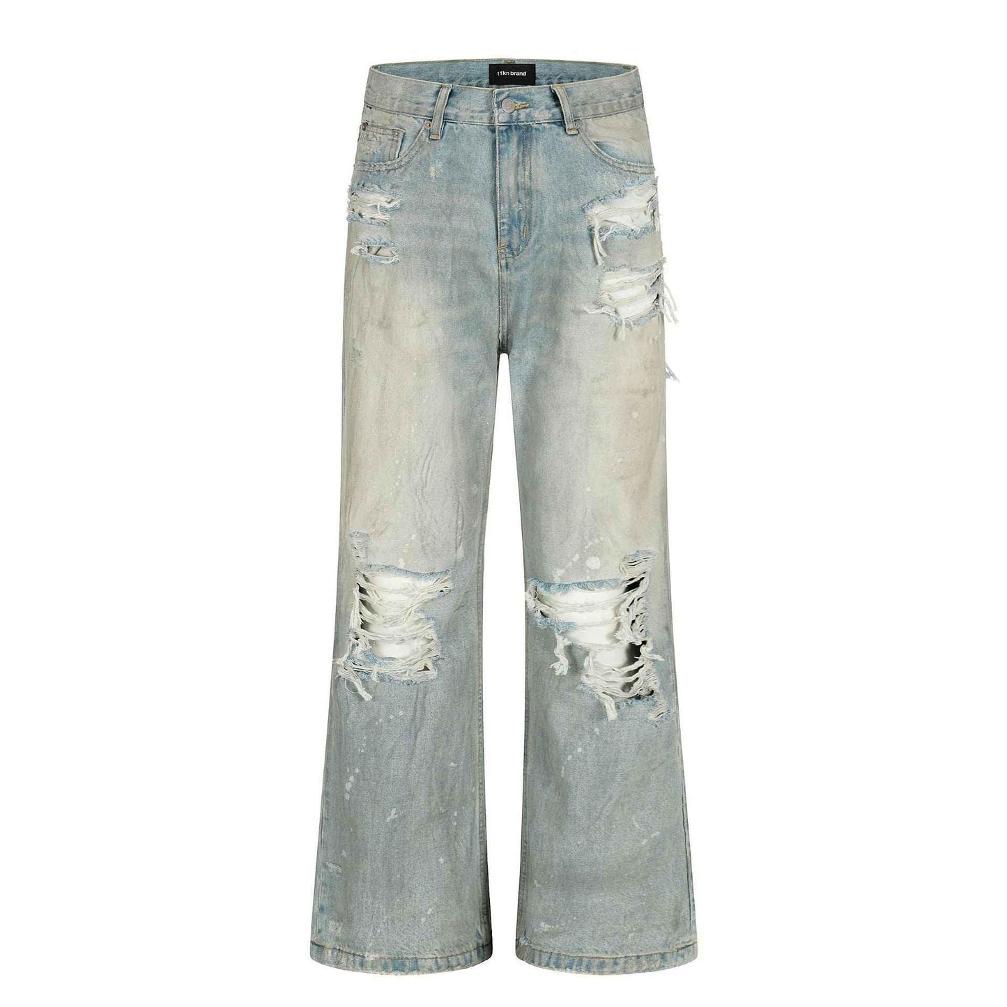 Loose Fringe Slim Fit Casual Long Jeans For Men | MuddyStock Originals Washed Blue