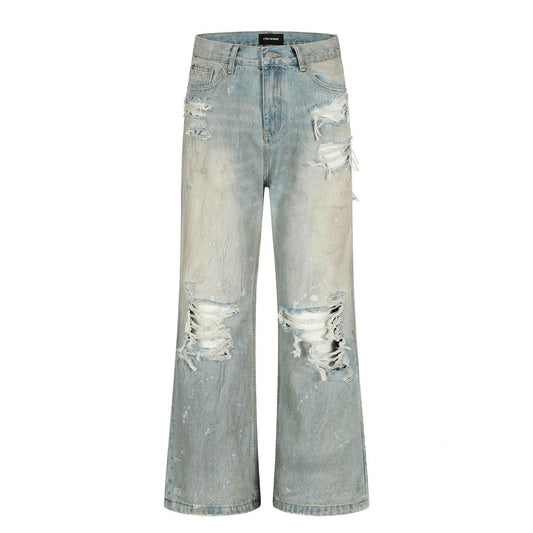 Loose Fringe Slim Fit Casual Long Jeans For Men | MuddyStock Originals Washed Blue