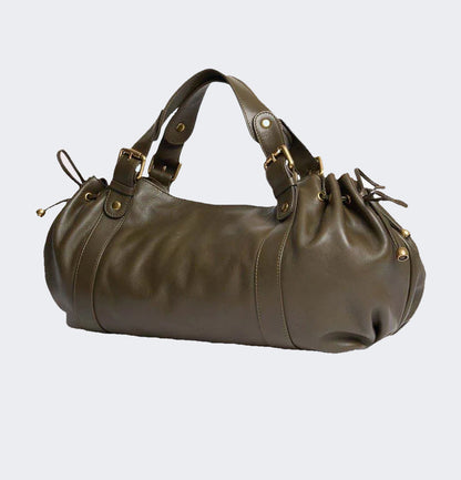 Large capacity soft leather tote bag Green