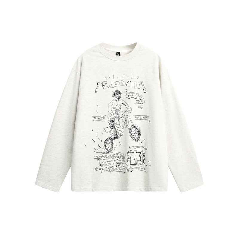 Loose Fit Printed Long Sleeve T-Shirt for Men and Women | MuddyStock Originals Light Floral Grey MuddyStock