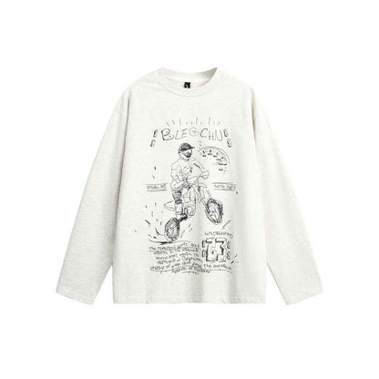 Loose Fit Printed Long Sleeve T-Shirt for Men and Women | MuddyStock Originals Light Floral Grey MuddyStock