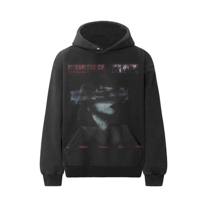 Vintage Washed Printed Loose Hoodie For Men And Women | MuddyStock Originals Black MuddyStock