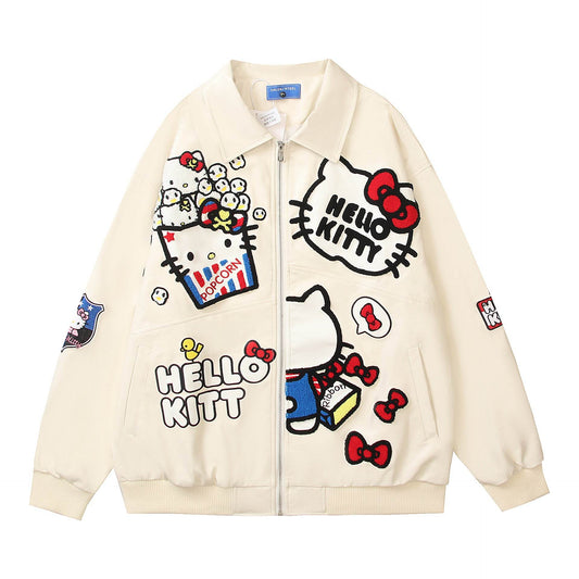 Retro Cartoon Embroidery Lapel Jacket For Women MuddyStock