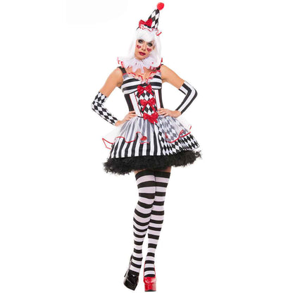 Cute Circus Clown Costume for Halloween Black and White Stripes