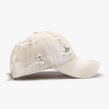 Distressed Adjustable Cotton Baseball Cap For Men And Women