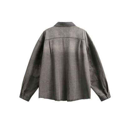 Loose washed denim long sleeved shirt for men | MuddyStock Originals