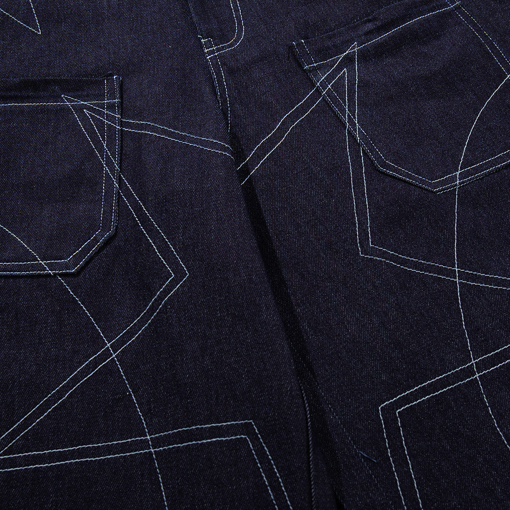 Five pointed star bright line denim shorts